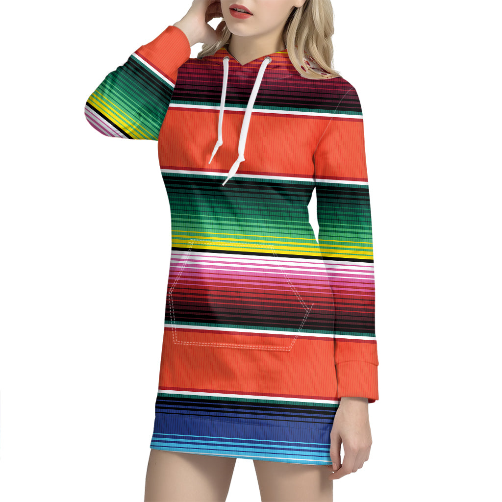 Colorful Serape Blanket Pattern Print Hoodie Dress