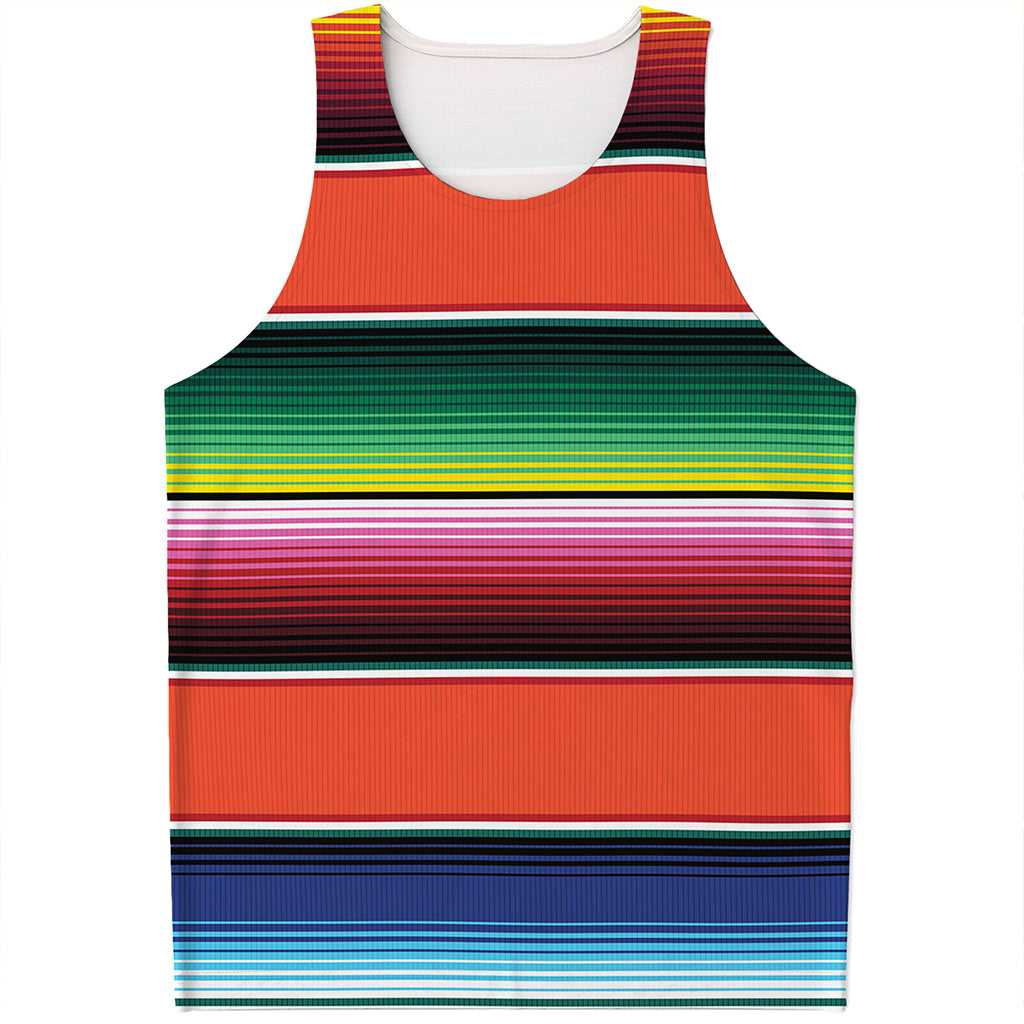 Colorful Serape Blanket Pattern Print Men's Tank Top