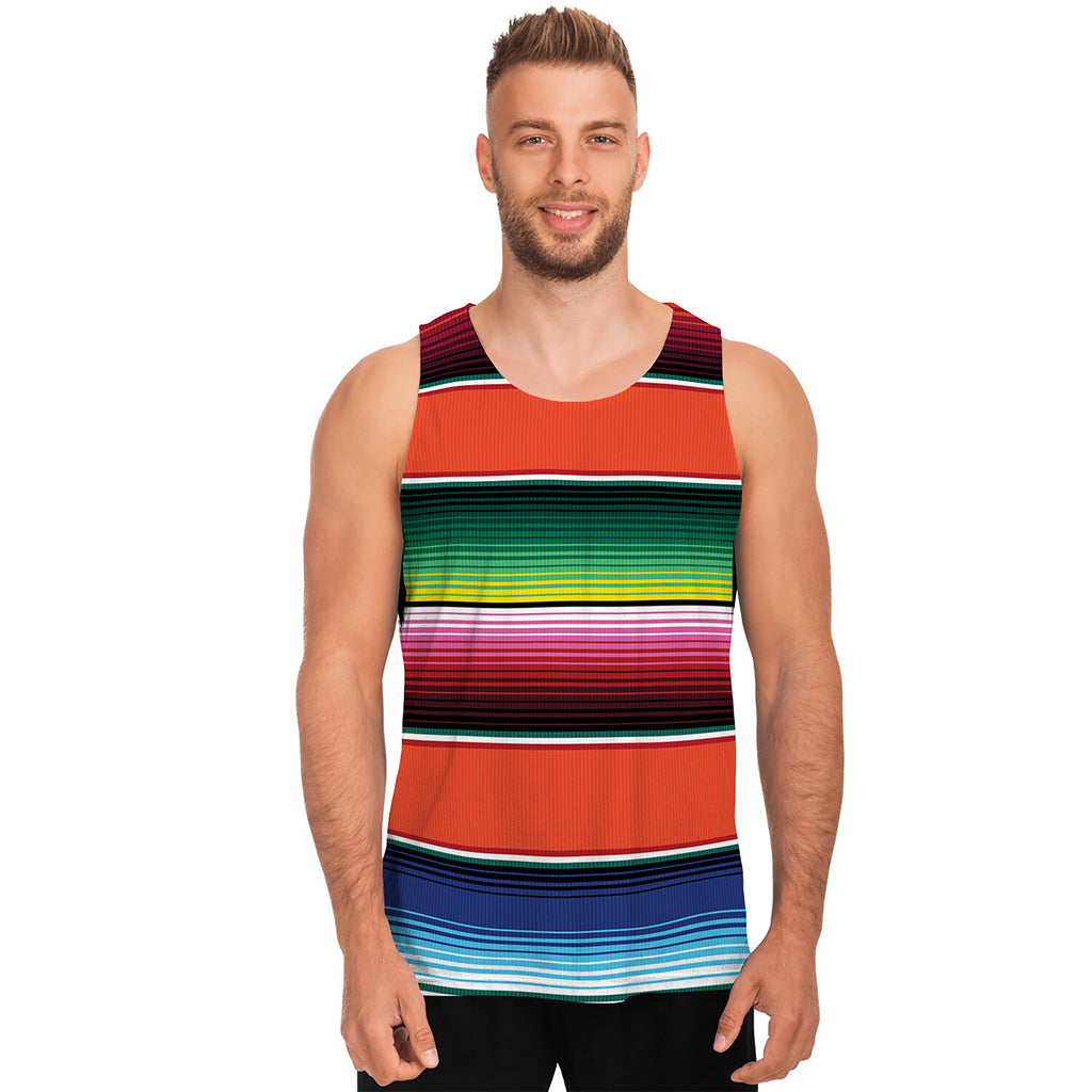 Colorful Serape Blanket Pattern Print Men's Tank Top