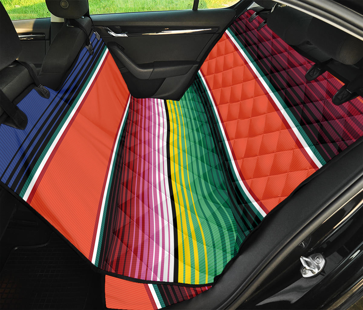 Colorful Serape Blanket Pattern Print Pet Car Back Seat Cover