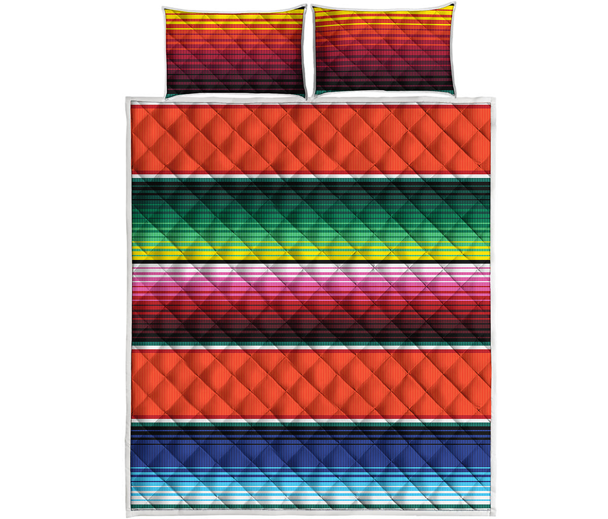 Colorful Serape Blanket Pattern Print Quilt Bed Set