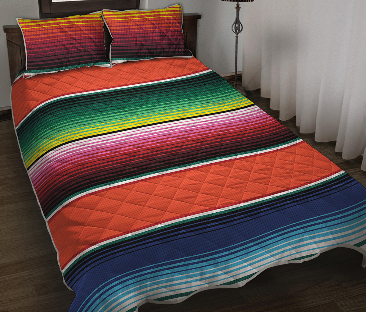 Colorful Serape Blanket Pattern Print Quilt Bed Set