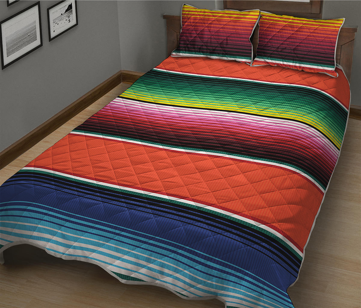 Colorful Serape Blanket Pattern Print Quilt Bed Set