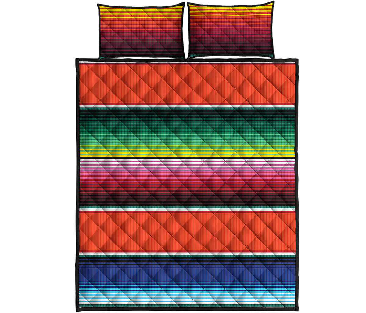 Colorful Serape Blanket Pattern Print Quilt Bed Set