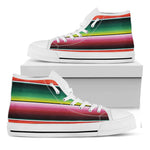 Colorful Serape Blanket Pattern Print White High Top Shoes