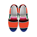 Colorful Serape Blanket Pattern Print White Slip On Shoes