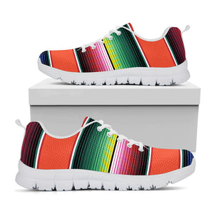 Colorful Serape Blanket Pattern Print White Sneakers