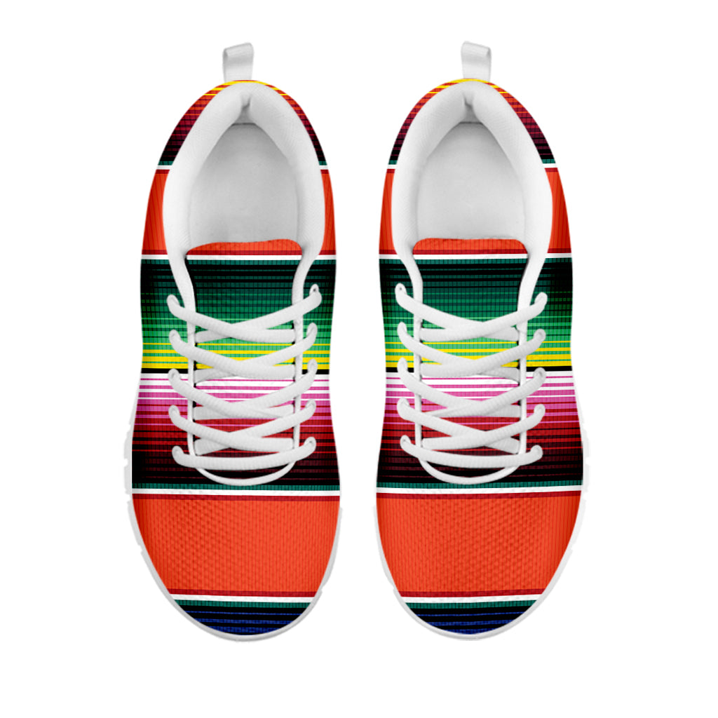 Colorful Serape Blanket Pattern Print White Sneakers