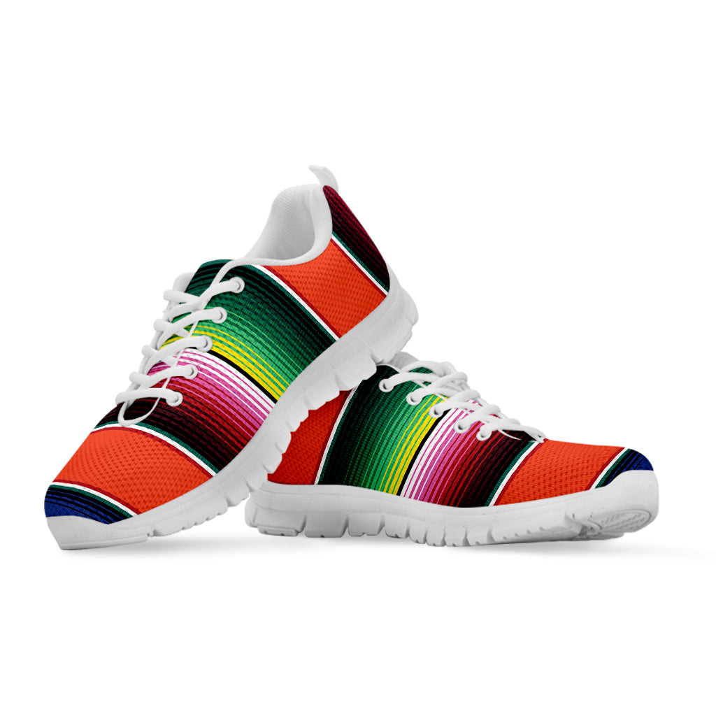 Colorful Serape Blanket Pattern Print White Sneakers