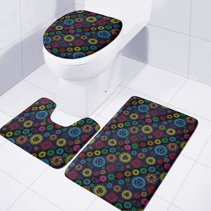 Colorful Seven Chakras Pattern Print 3 Piece Bath Mat Set