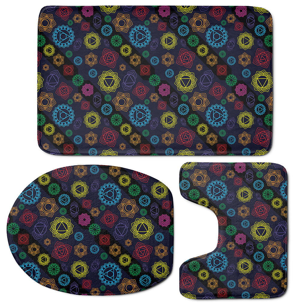 Colorful Seven Chakras Pattern Print 3 Piece Bath Mat Set