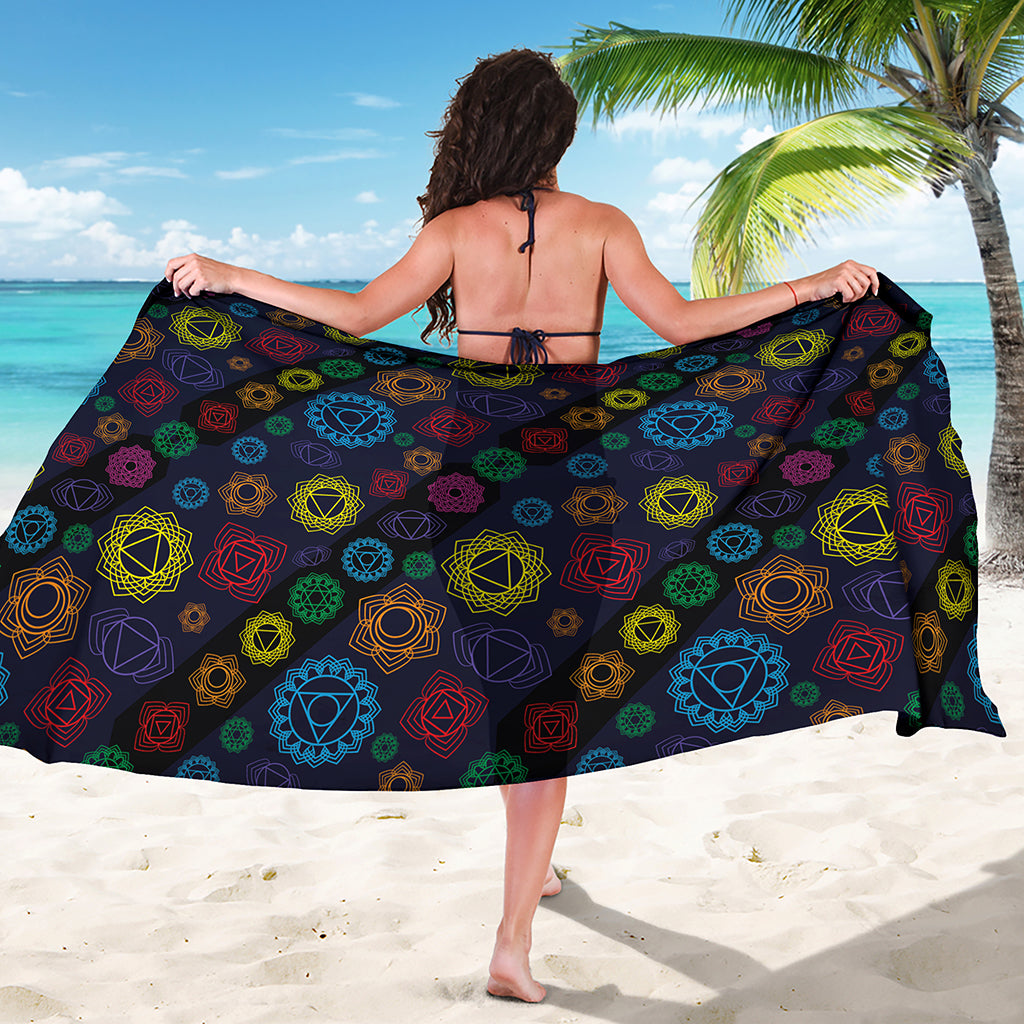 Colorful Seven Chakras Pattern Print Beach Sarong Wrap