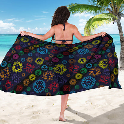 Colorful Seven Chakras Pattern Print Beach Sarong Wrap