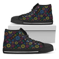 Colorful Seven Chakras Pattern Print Black High Top Sneakers