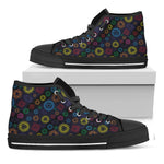 Colorful Seven Chakras Pattern Print Black High Top Shoes