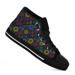 Colorful Seven Chakras Pattern Print Black High Top Shoes