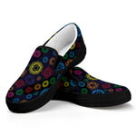 Colorful Seven Chakras Pattern Print Black Slip On Shoes