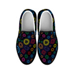 Colorful Seven Chakras Pattern Print Black Slip On Shoes