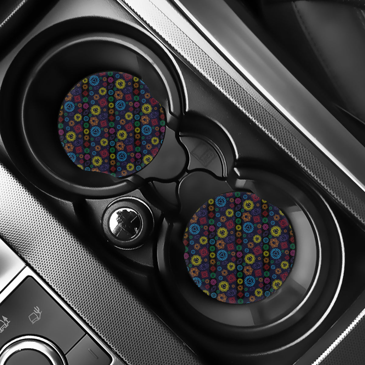 Colorful Seven Chakras Pattern Print Car Coasters