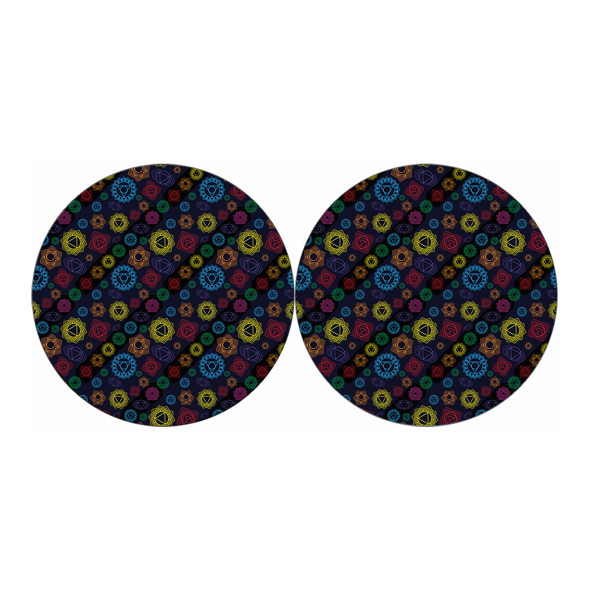 Colorful Seven Chakras Pattern Print Car Coasters