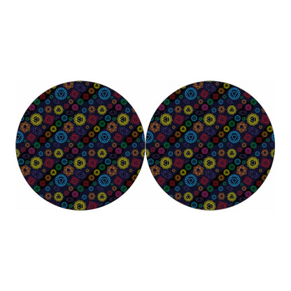 Colorful Seven Chakras Pattern Print Car Coasters