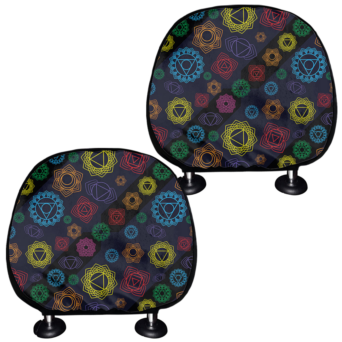Colorful Seven Chakras Pattern Print Car Headrest Covers