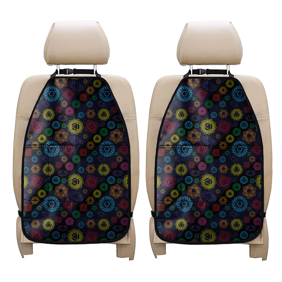 Colorful Seven Chakras Pattern Print Car Seat Organizers