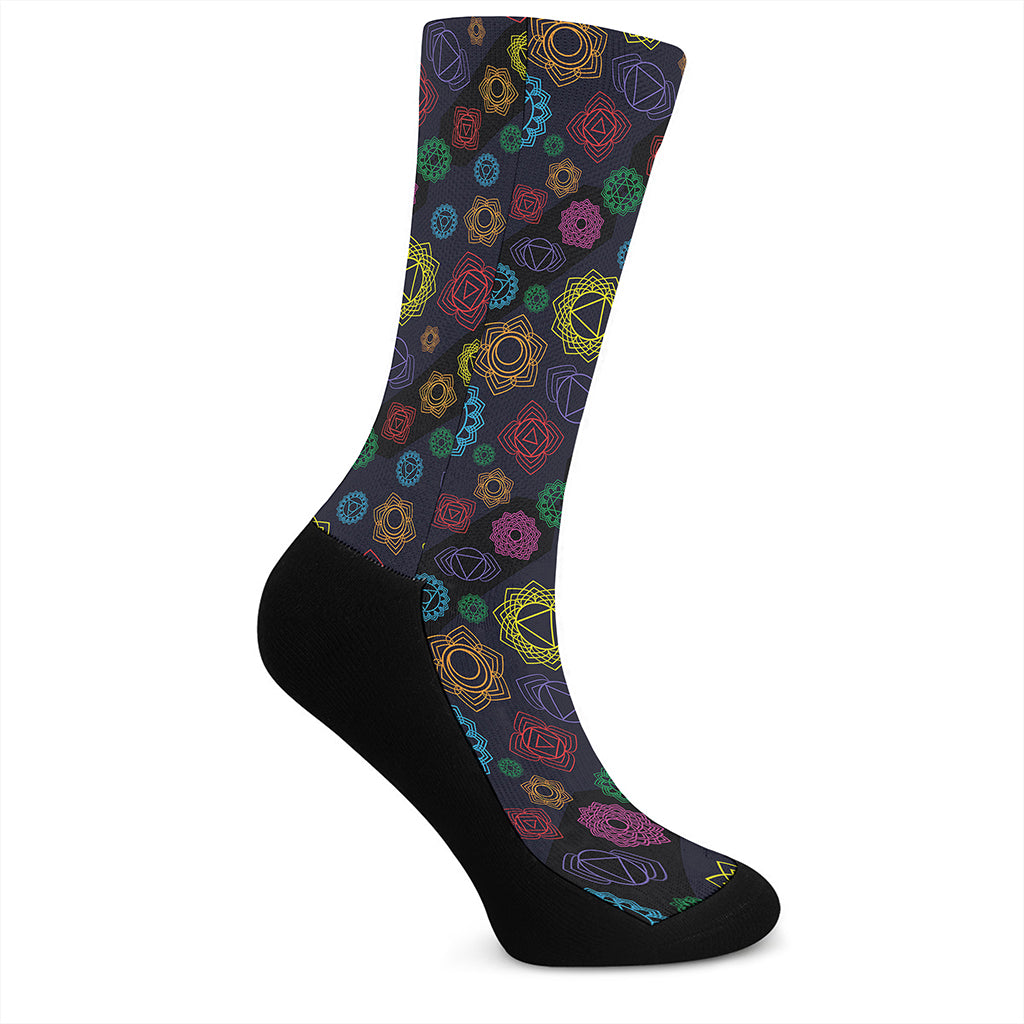Colorful Seven Chakras Pattern Print Crew Socks