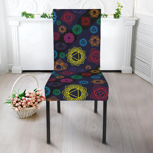 Colorful Seven Chakras Pattern Print Dining Chair Slipcover