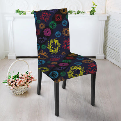 Colorful Seven Chakras Pattern Print Dining Chair Slipcover