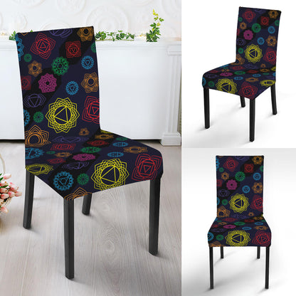 Colorful Seven Chakras Pattern Print Dining Chair Slipcover