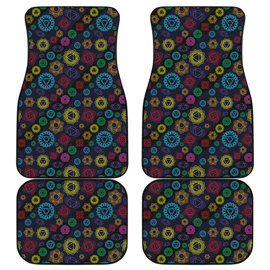 Colorful Seven Chakras Pattern Print Front and Back Car Floor Mats