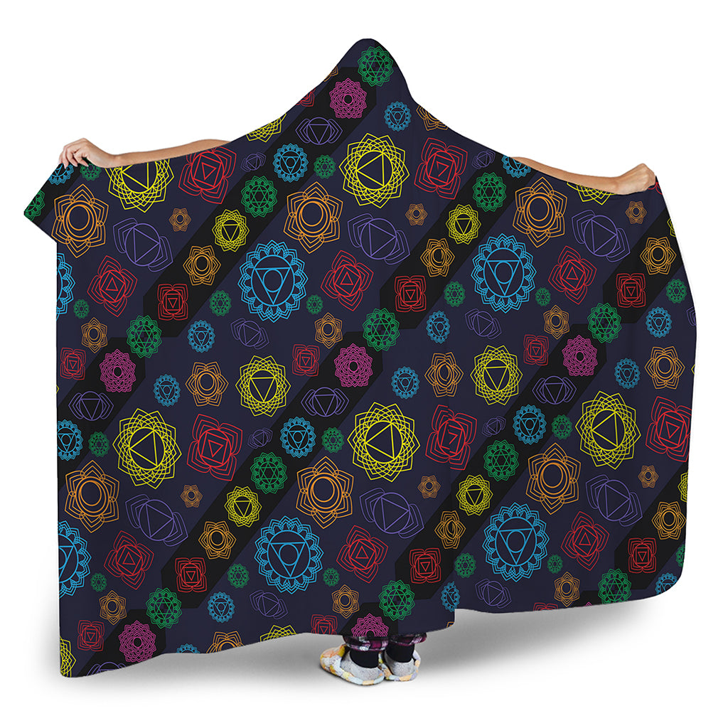 Colorful Seven Chakras Pattern Print Hooded Blanket