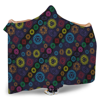 Colorful Seven Chakras Pattern Print Hooded Blanket