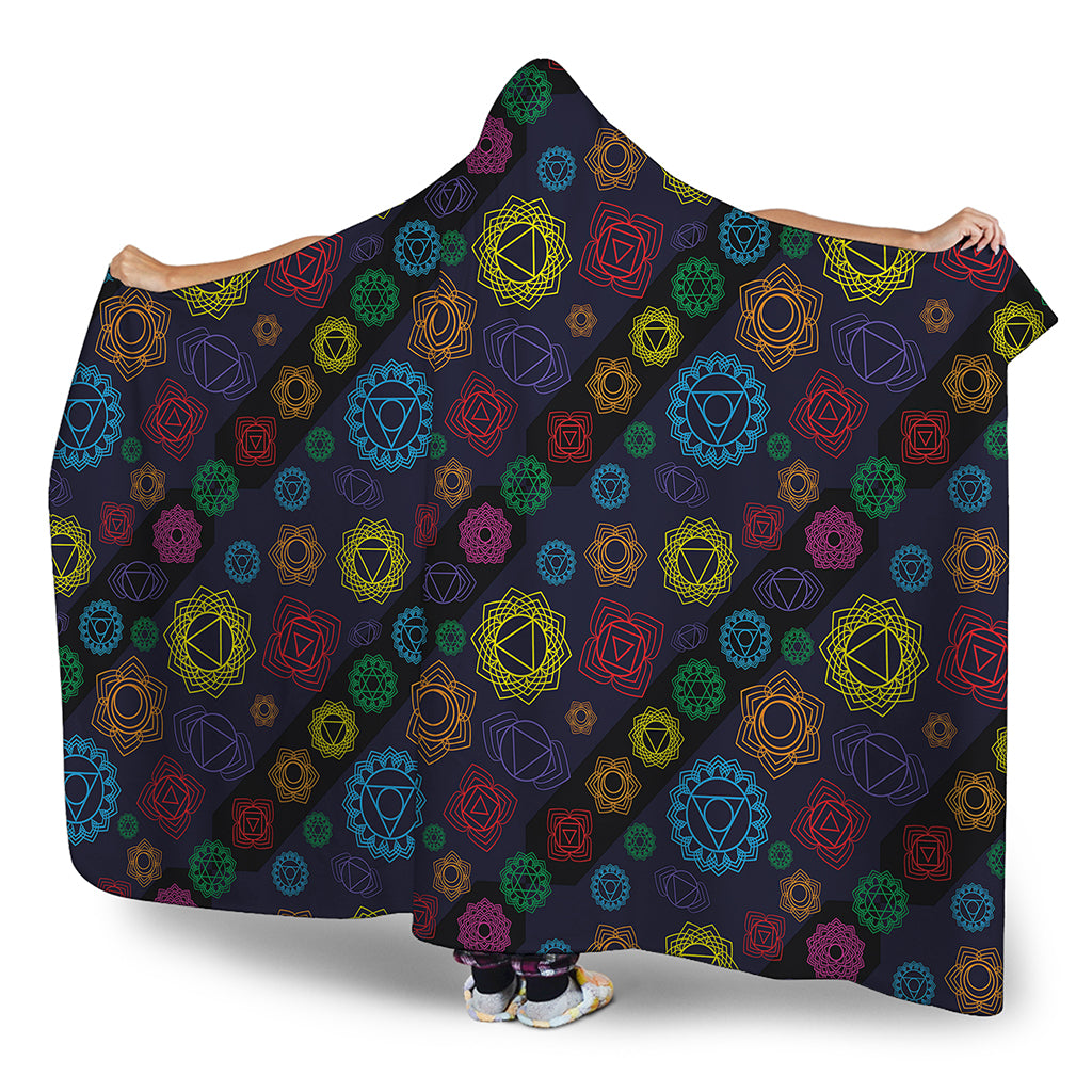 Colorful Seven Chakras Pattern Print Hooded Blanket