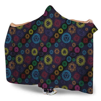 Colorful Seven Chakras Pattern Print Hooded Blanket
