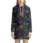 Colorful Seven Chakras Pattern Print Hoodie Dress