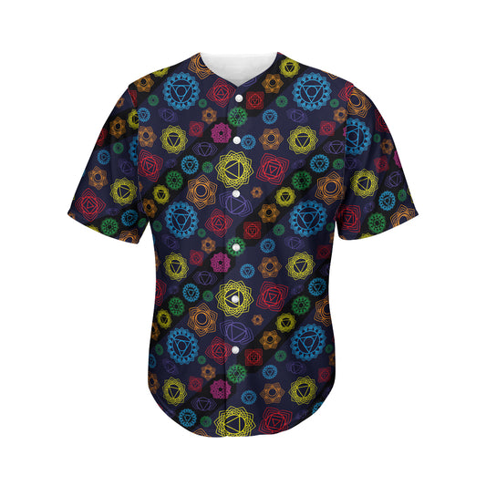 Colorful Seven Chakras Pattern Print Men's Baseball Jersey