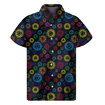 Colorful Seven Chakras Pattern Print Men's Short Sleeve Shirt