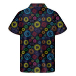 Colorful Seven Chakras Pattern Print Men's Short Sleeve Shirt