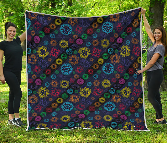 Colorful Seven Chakras Pattern Print Quilt