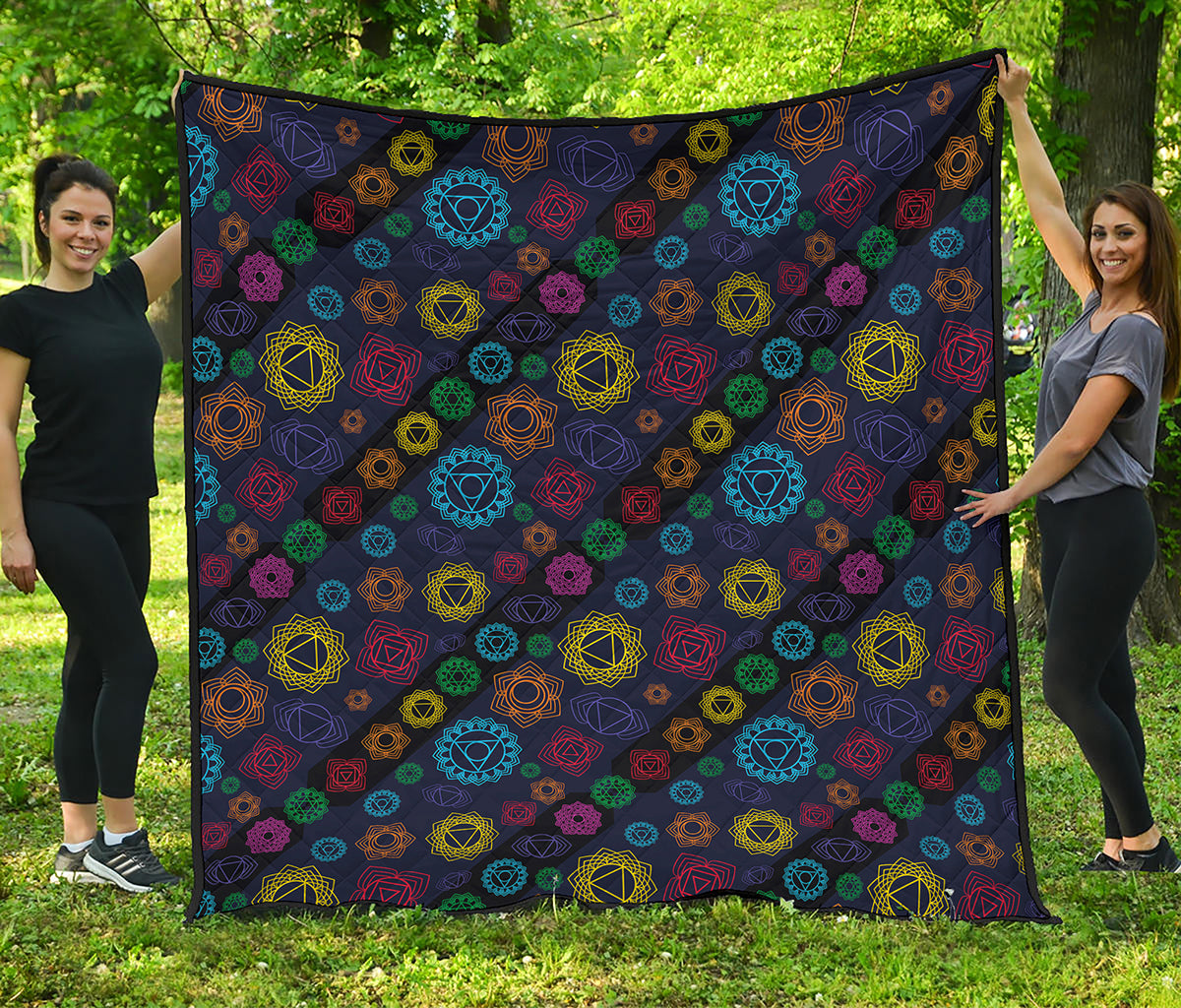 Colorful Seven Chakras Pattern Print Quilt