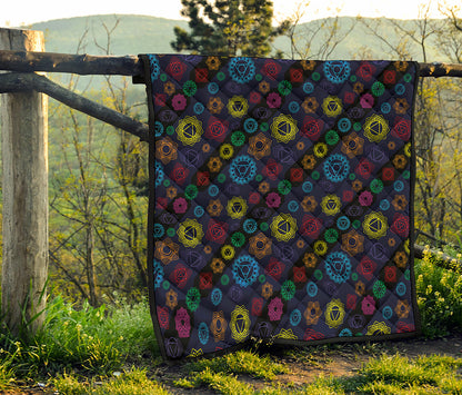 Colorful Seven Chakras Pattern Print Quilt