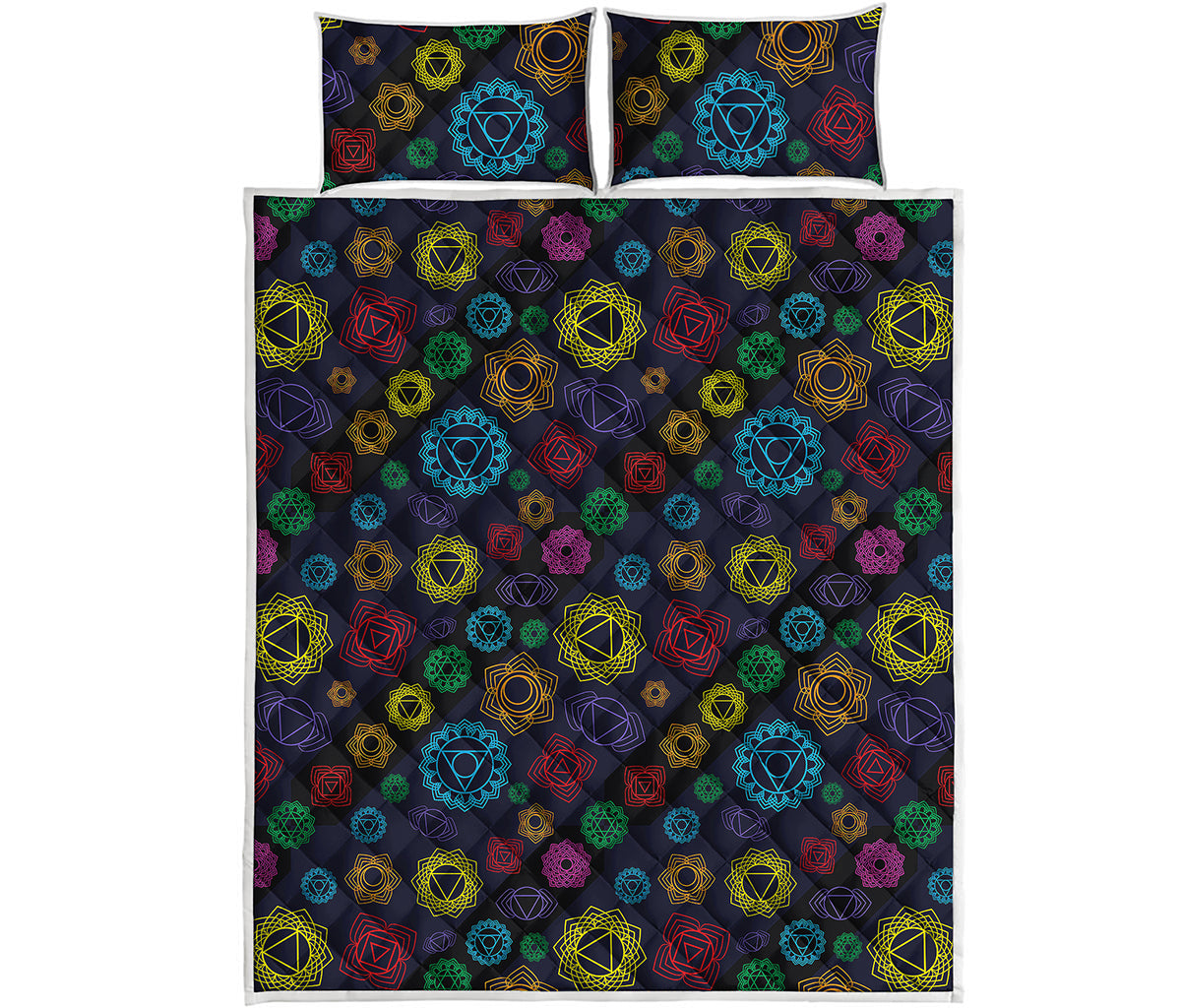 Colorful Seven Chakras Pattern Print Quilt Bed Set