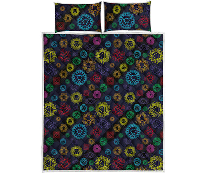 Colorful Seven Chakras Pattern Print Quilt Bed Set