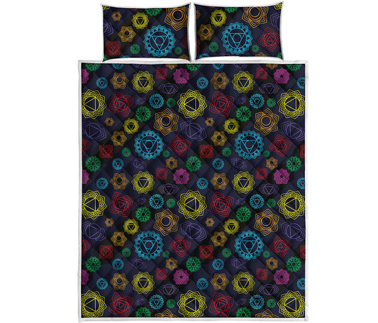 Colorful Seven Chakras Pattern Print Quilt Bed Set