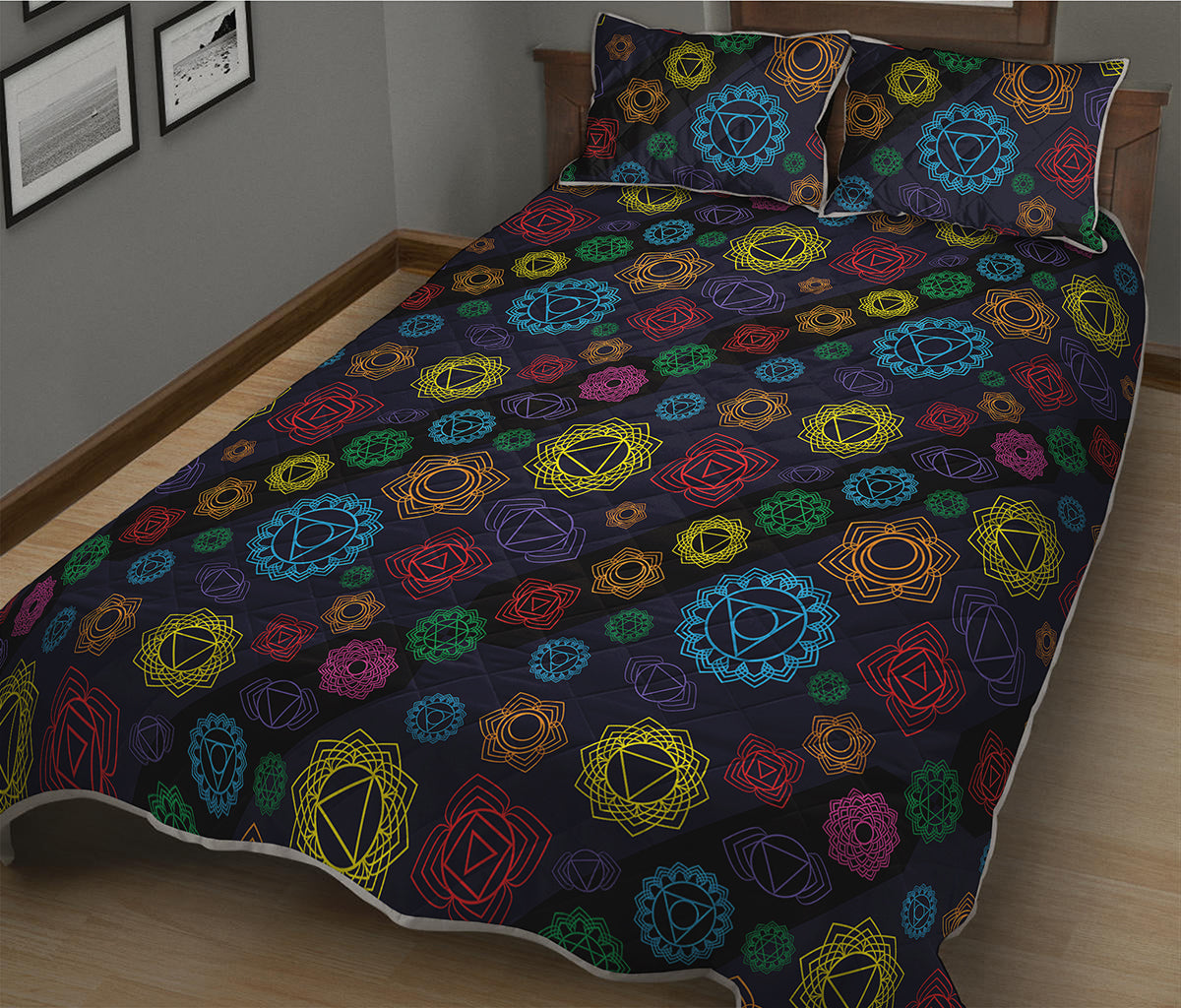 Colorful Seven Chakras Pattern Print Quilt Bed Set