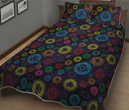 Colorful Seven Chakras Pattern Print Quilt Bed Set
