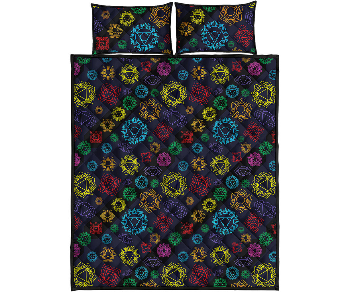 Colorful Seven Chakras Pattern Print Quilt Bed Set