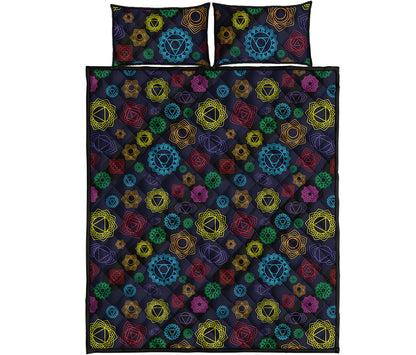 Colorful Seven Chakras Pattern Print Quilt Bed Set